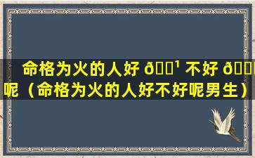 命格为火的人好 🌹 不好 🐕 呢（命格为火的人好不好呢男生）